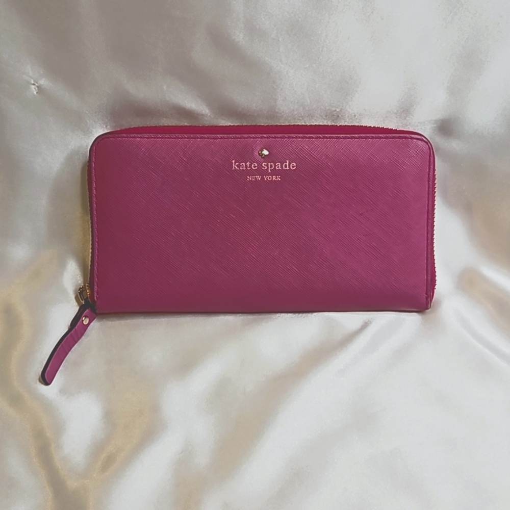 Kate Spade Zippered Clutch Wallet and Coin Fuschia